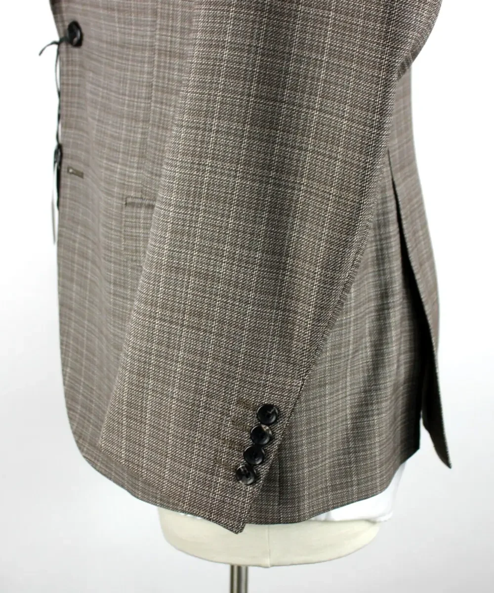 Emporio Armani Blazer 48 R fits 46 Brown White Woven Wool G Line Sport Coat New